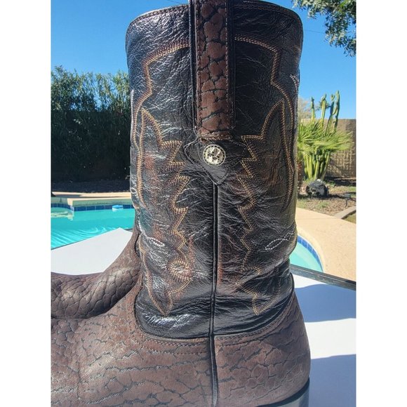 MONTANA GENUINE BULL NECK COWBOY WESTERN BOOT DARK BROWN MADE IN MEXICO Sz 101/2 - Picture 4 of 16